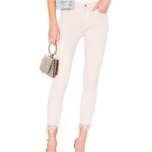 MOTHER high waisted looker dagger ankle fray Blush Light Pink Skinny Jeans Sz 25
